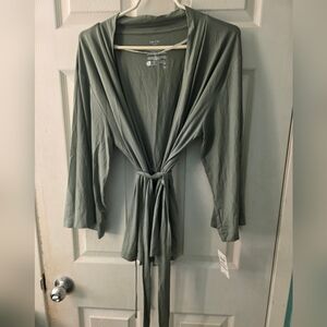 State of Day Intimates 2 piece sage green robe and lounge pants